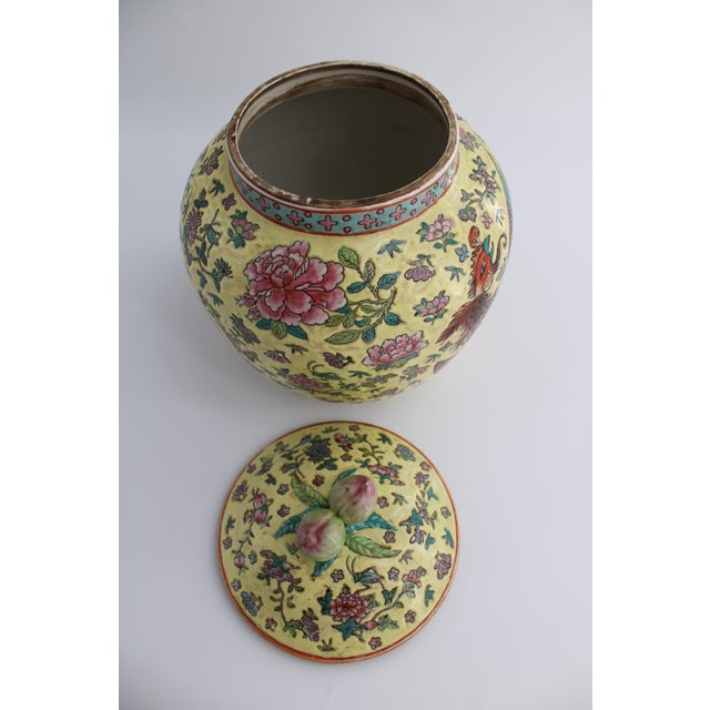 Lge Famille Juane Chinese Porcelain Ginger Jar W/ Dragon & Phoenix, Qing MCM For Sale - Image 10 of 10