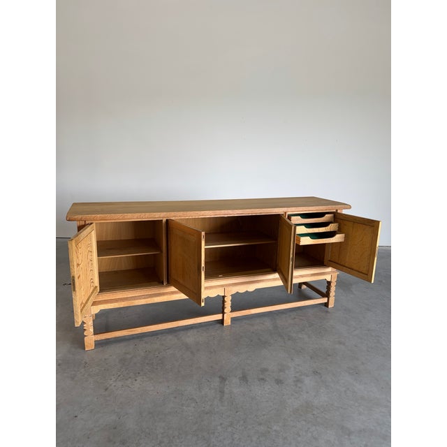 1970s Mid Century Danish Oak Henning Kjaernulf Style Credenza For Sale - Image 5 of 12