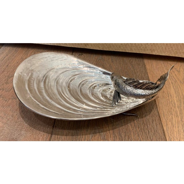 Traditional Vintage Metal Serving Plate For Sale - Image 3 of 10