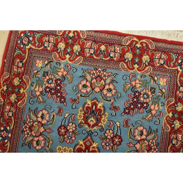 Qom Rug 2’7” X 4’2” Blue Wool Vintage Traditional Hand-Knotted Carpet For Sale In Philadelphia - Image 6 of 10