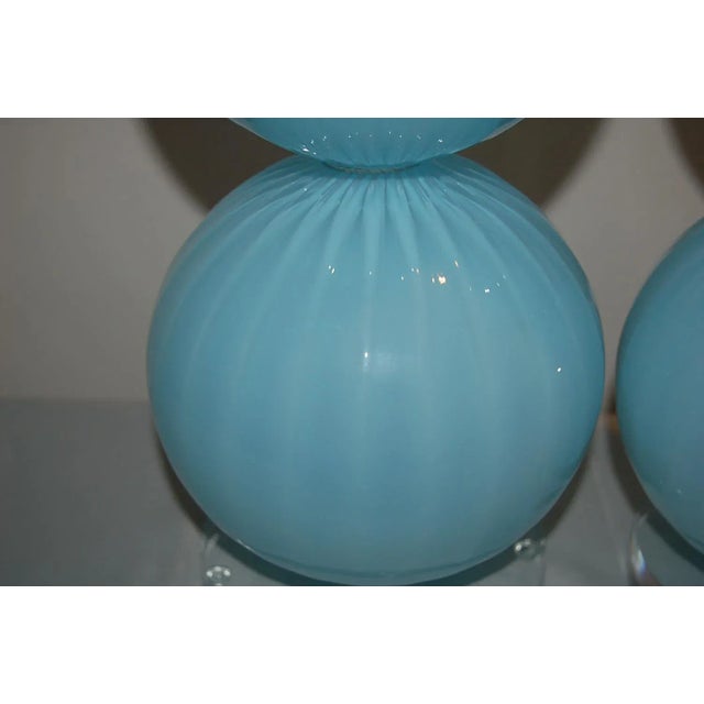2010s Joe Cariati Glass Lamps Blue For Sale - Image 5 of 11