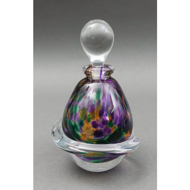 Purple 2015 Roger Gandelman Signed Hand Blown Art Glass Perfume Bottle With Dauber For Sale - Image 8 of 8