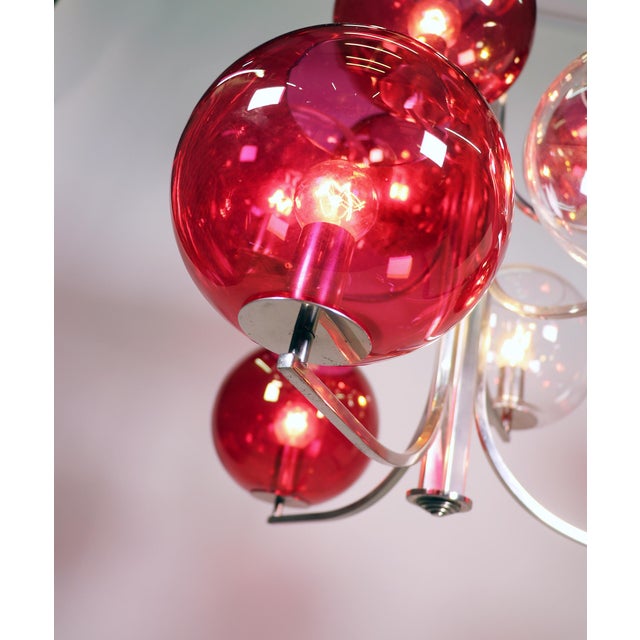 Mid-Century Modern Glass and Silver-Plated Cluster Chandelier, 1960s For Sale - Image 3 of 10