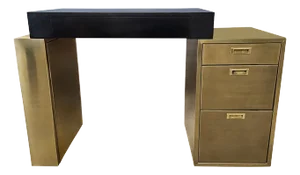 Brass and Wood Desk, 1980s