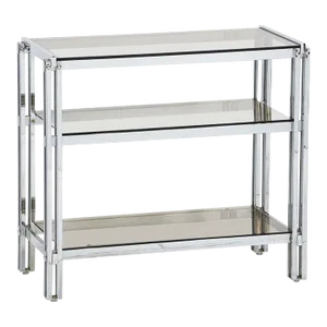 Mid-Century Three-Tier Console Table of Chrome and Smoked Glass From France
