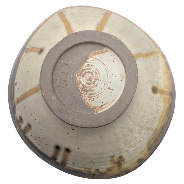 Vintage Artist Signed Glazed Stoneware Decorative Bowl For Sale - Image 10 of 11