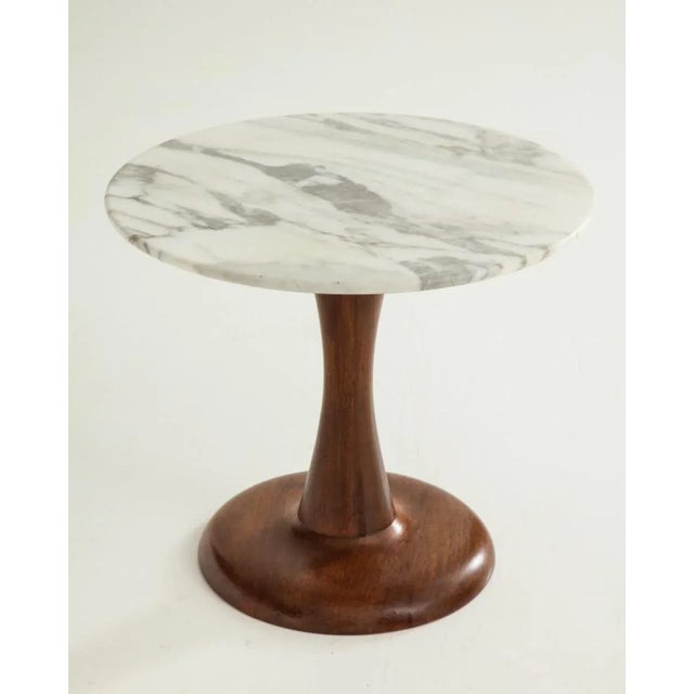 Mid Century Modern Side Table, Walnut and Marble Top. For Sale - Image 4 of 6