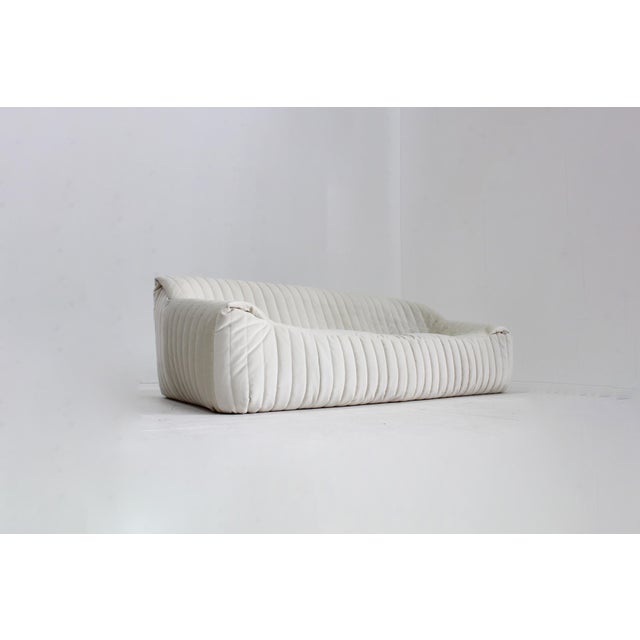 Vintage Cinna Sandra Three-Seater Sofa in Beige Velvet from Ligne Roset, 1970s For Sale - Image 9 of 14