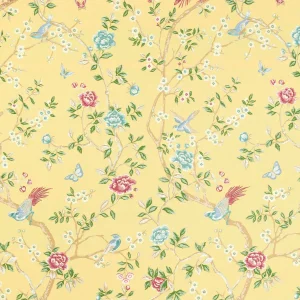 Schumacher Georgia Vine Fabric In Soft Yellow