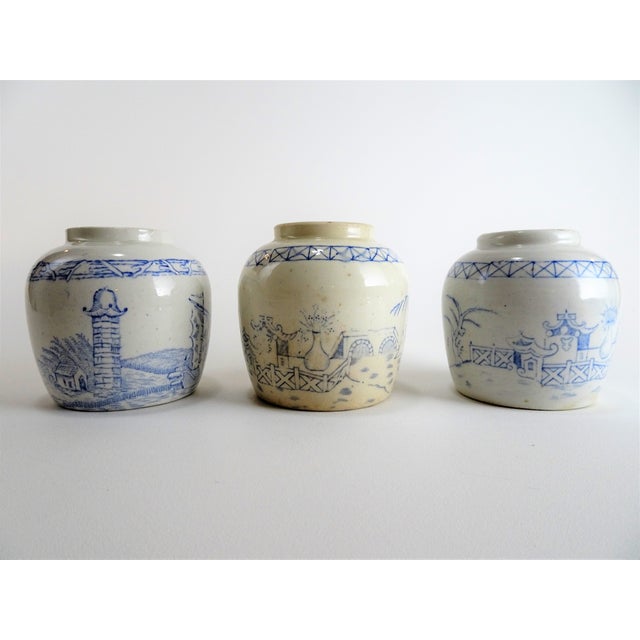 1900s Chinoserie Blue And White Ginger Jars Set Of 3 Chairish