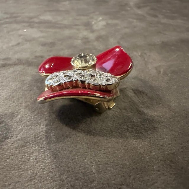 1970s Costume Jewelry Brilliant Red Clip-on Earrings by Valentino For Sale - Image 10 of 12