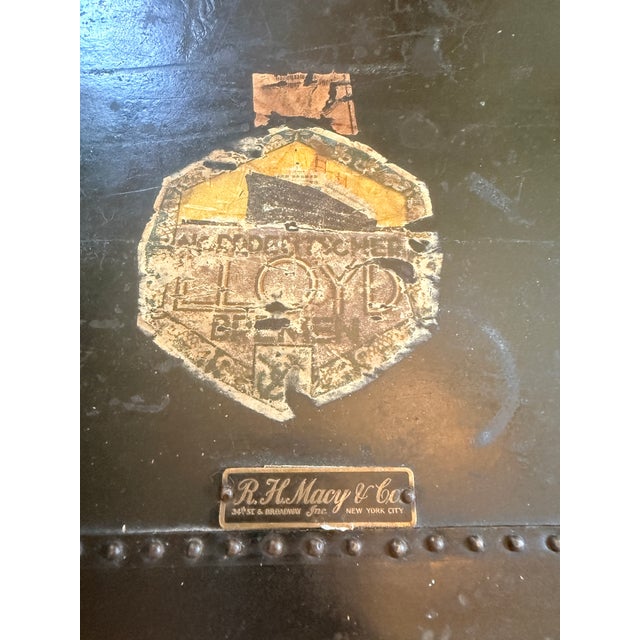 1920s Vintage R.L. Macy Steamer Trunk on Base For Sale - Image 5 of 14