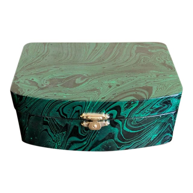 Faux Malachite Lacquer Box For Sale