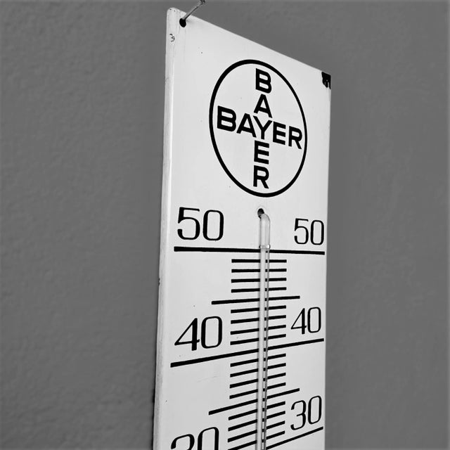 Mid-Century Modern Advertising Enamel Sign Thermometer from Bayer, 1950s For Sale - Image 3 of 6