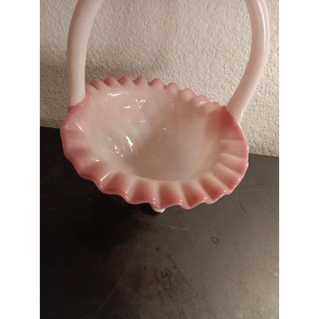 1970s Fenton 1970s Rosalene Threaded, Quilted & Crimped Bridal Basket For Sale - Image 5 of 7