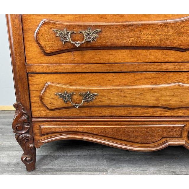 Wood Antique French Mahogany Chest of Drawers with Marble Top For Sale - Image 7 of 18