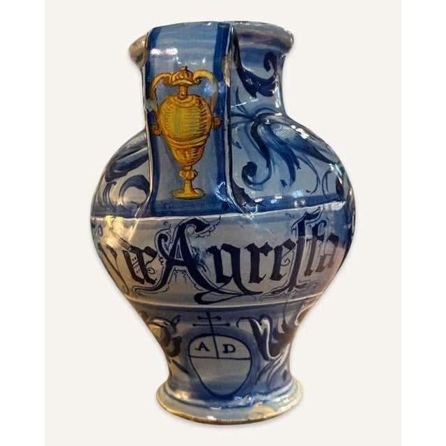 19th Century Italian Blue and White Faience Wine Jug For Sale - Image 4 of 12