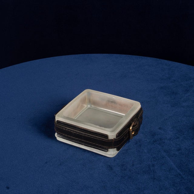 1950s Hand-Stitched Leather Ashtray by Jacques Adnet, France 1950 For Sale - Image 5 of 18
