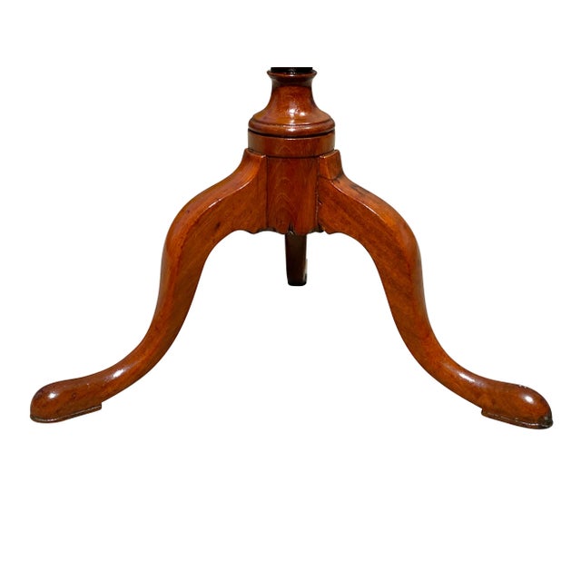 Late 18th Century Antique Queen Anne Mahogany Dish Top Kettle Stand - Tilt Top Tea Table For Sale In Boston - Image 6 of 11