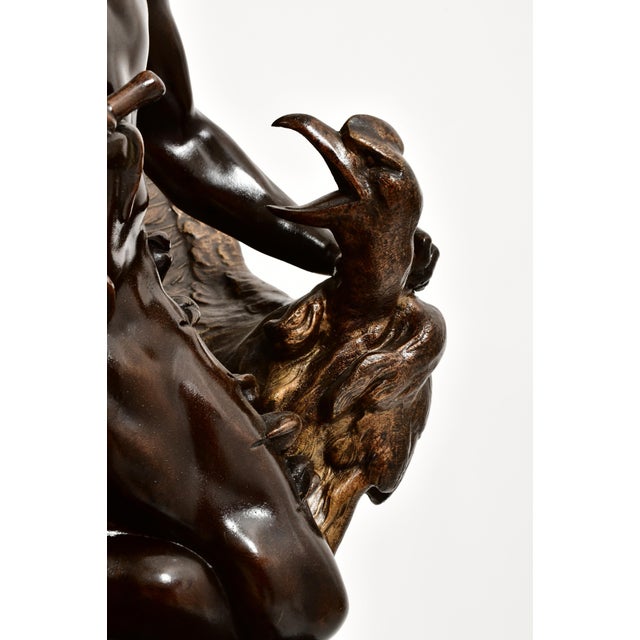 Bronze Patinated Bronze Figural Sculpture Clock "Lutte Préhistorique" by Emile Louis For Sale - Image 8 of 11