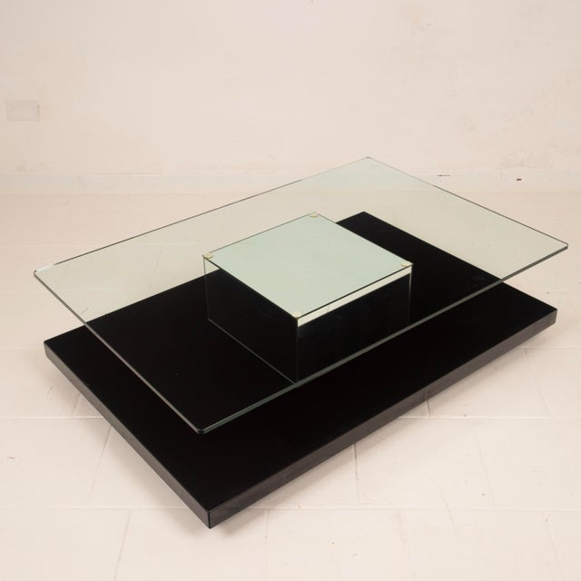 Postmodern Mid-Century Modern Italian Black Lacquer Coffee Table from Cidue, 1970 For Sale - Image 3 of 18