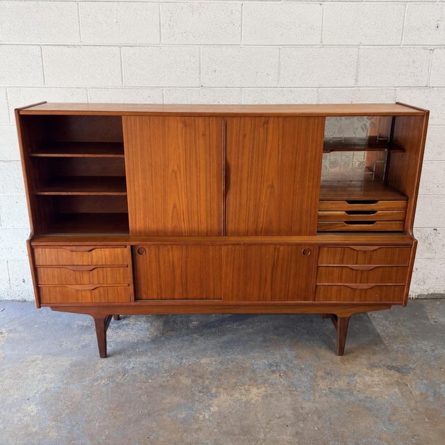 Wood Large Vintage Danish Modern Teak Credenza or Highboard, Circa 1960s Mid Century For Sale - Image 7 of 13