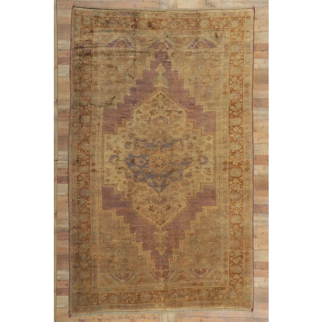 Textile Vintage Turkish Oushak Rug, 06’09 X 10’10 For Sale - Image 7 of 8