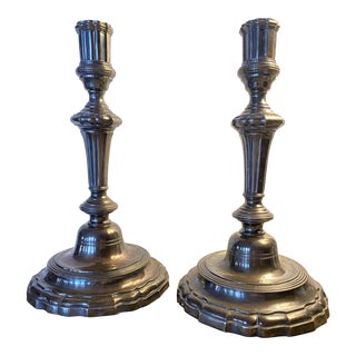 18th Century Paris France Sterling Silver Candlesticks French Marked - a Pair For Sale