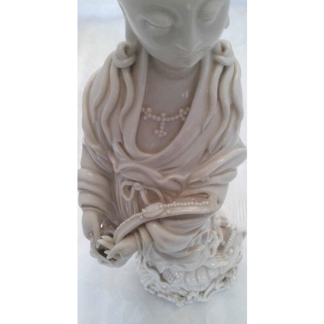 Vintage Dehua Blanc De Chine Porcelain Fish Basket Guanyin Statue For Sale In New York - Image 6 of 8
