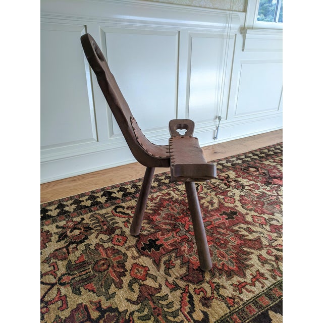 Vintage Spanish Mediterranean Leather Wooden Birthing Chair Chairish