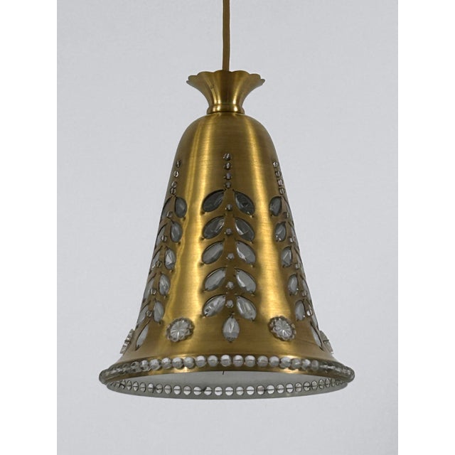 Mid-Century Pendant Lamp in Brass and Crystal by Oswald Haerdtl for Lobmeyr, Austria, 1950s For Sale - Image 14 of 18