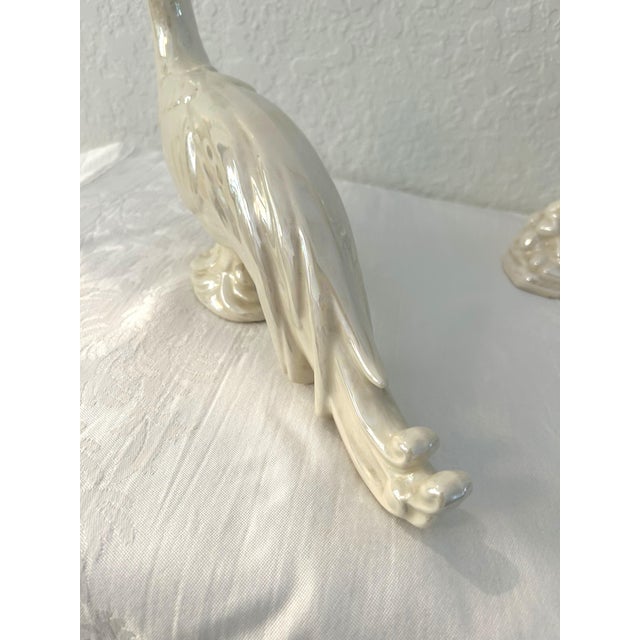 Ceramic Mid-Century Lusterware Ceramic Pheasants, a Pair For Sale - Image 7 of 12