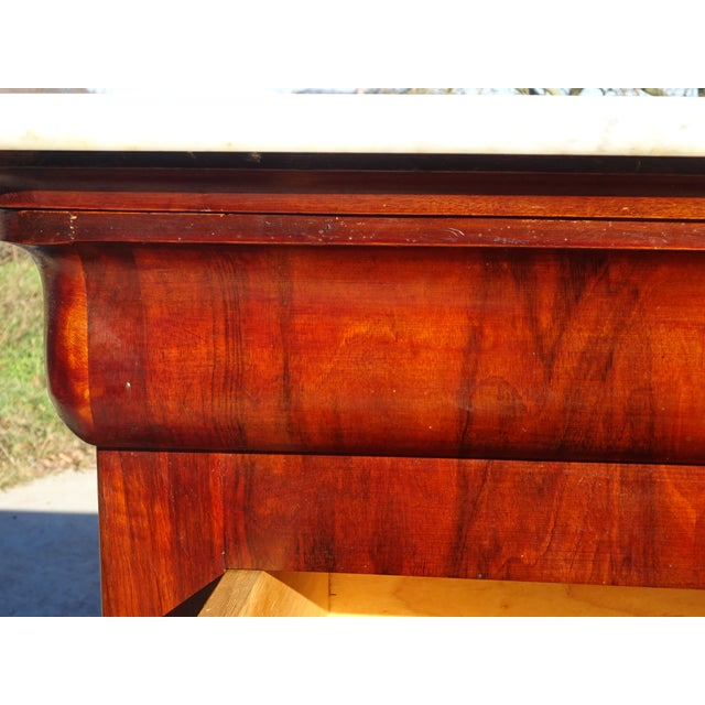 Antique Restoration Chest of Drawers in Mahogany Veneer with White Marble Top For Sale - Image 5 of 18