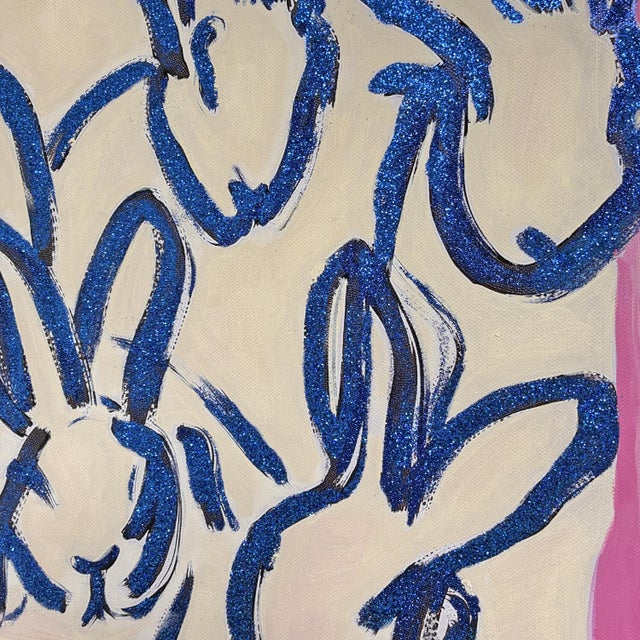 2020s Bunny Hop Original Painting by Tatiana Duperault | Abstract Bunny Art | Chinoiserie Style Wall Art | Framed Oil Painting For Sale - Image 5 of 5