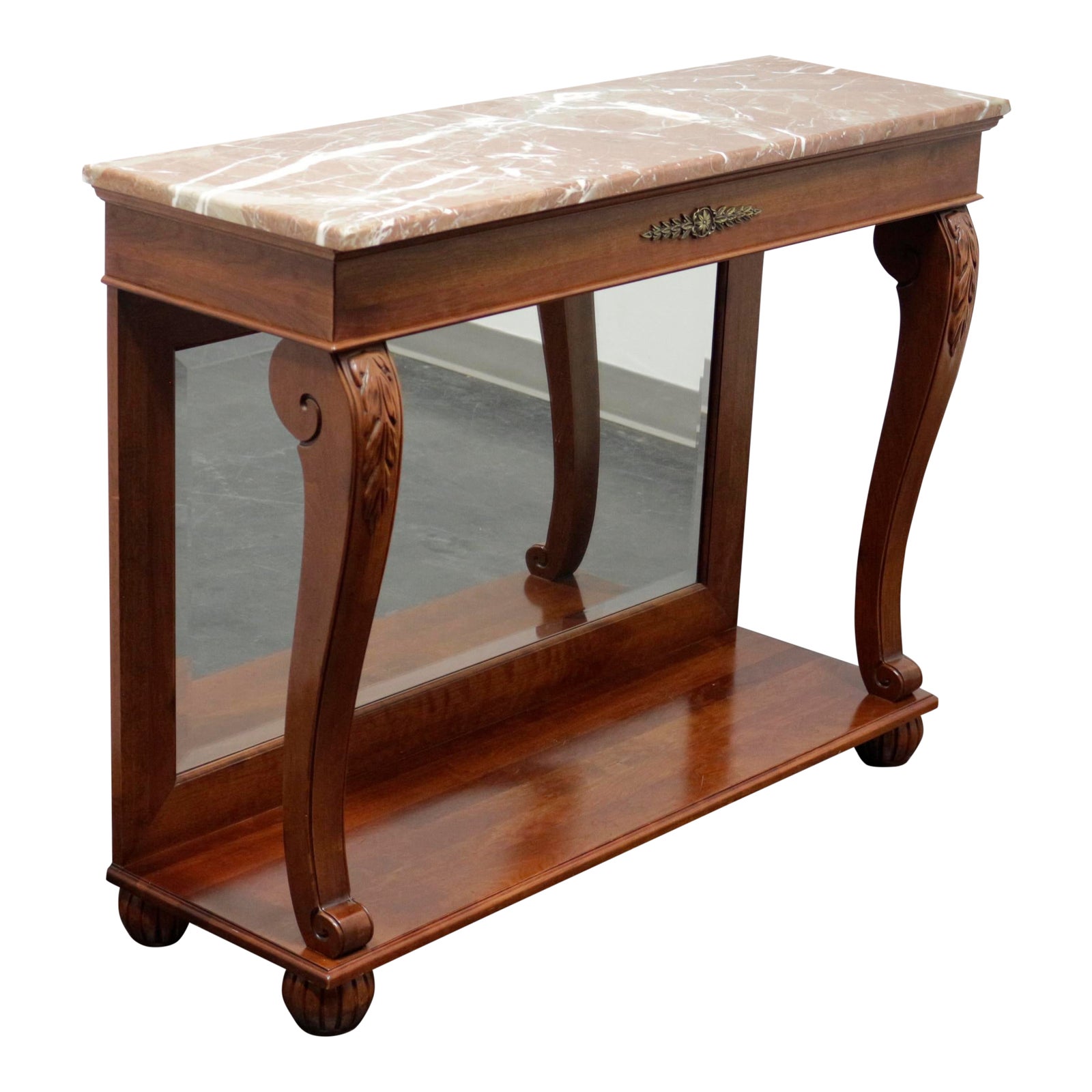 Ethan Allen Regent's Park Mahogany Marble Top Mirrored Back Console