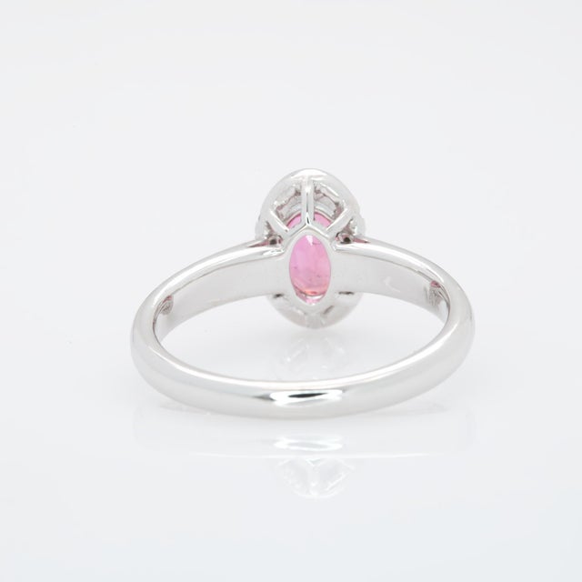 Orange Gia 1.1Ct Padparadscha Sapphire Ring With Natural Diamonds in Solid 14k Gold, Size 6.75 For Sale - Image 8 of 9