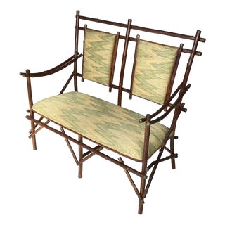 Art Deco Italian Sofa in Fabric and Bamboo, 1930s For Sale