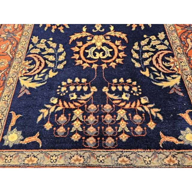 Vintage Persian Sarouk Area Rug, Hand-Knotted Wool, Allover Floral Pattern, Navy & Red, 3x5 For Sale In Chicago - Image 6 of 11