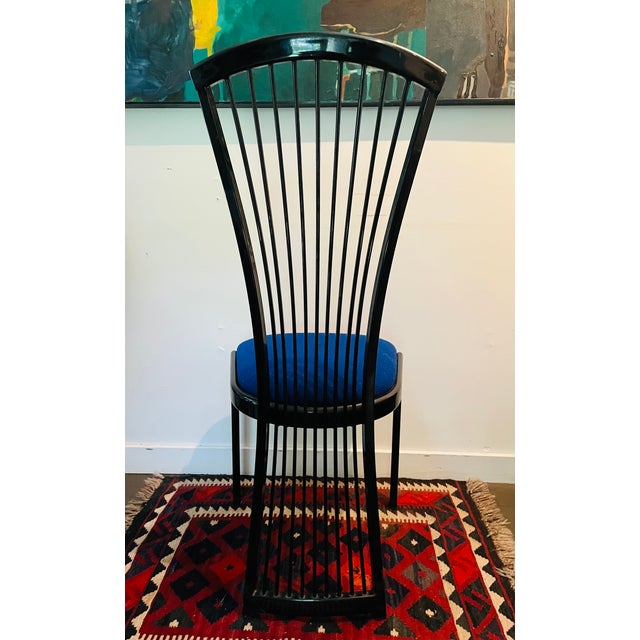 Postmodern Dining Chair Highback Italian Style in Blue For Sale - Image 3 of 8