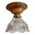 1920s Original Painted Brass Flusmount Holder With Scallop Pattern Holophane Shade For Sale