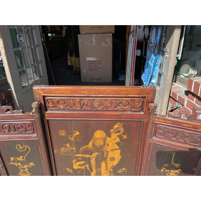 Asian Antique Asian Screen With Gilt Decoration For Sale - Image 3 of 8
