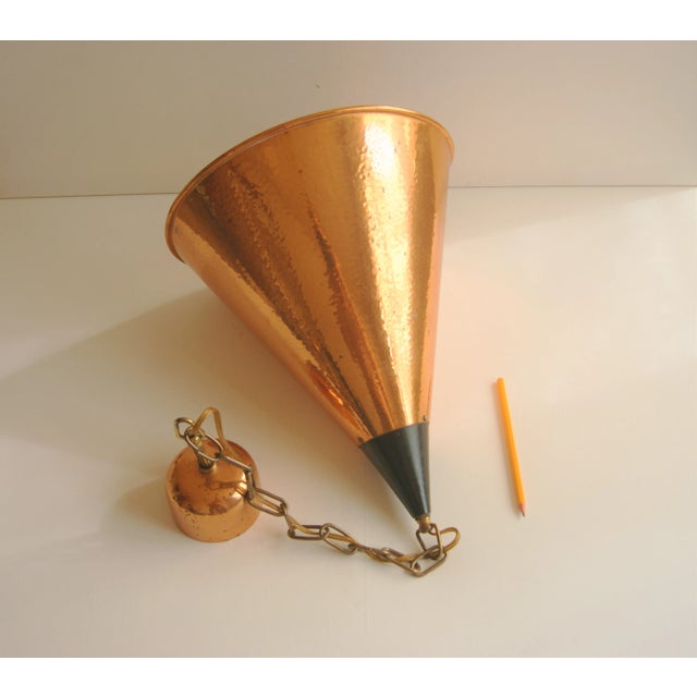 Cone Shaped Pendant Lamp in Hammered Structured Copper, Denmark 1960s For Sale - Image 6 of 10