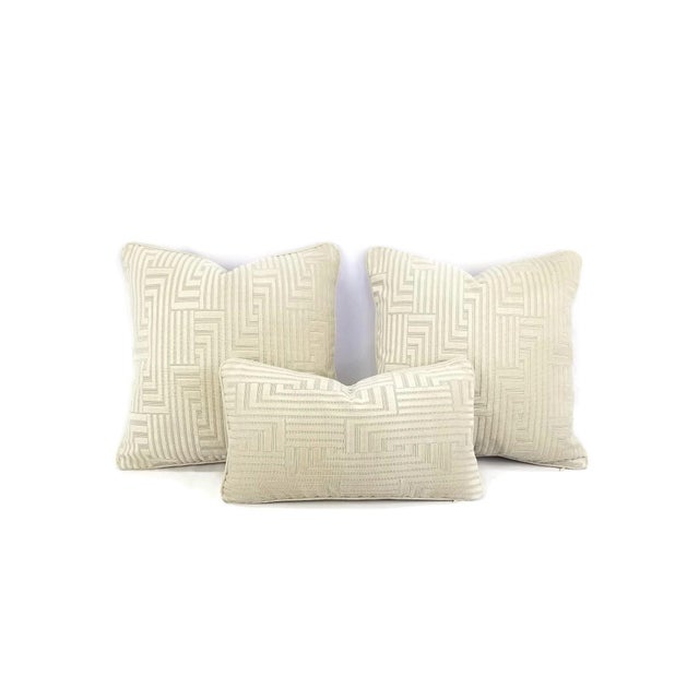 2010s Groundworks Louvered Maze in the Color Beige Pillow Cover - 20” X 20” For Sale - Image 5 of 6