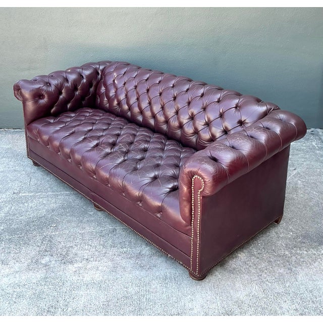 Vintage Tufted Leather Chesterfield Sofa For Sale - Image 12 of 12