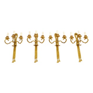 Antique Brass Wall Sconces, 1950, Set of 4 For Sale