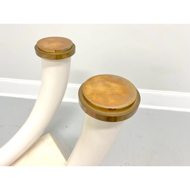 1980's Travertine Faux Elephant Tusks Dining Table Pedestal Base For Sale - Image 4 of 10