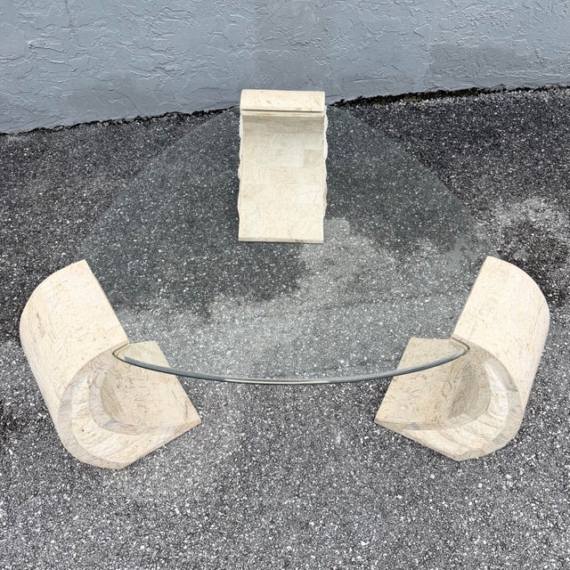 Postmodern Postmodern Tessellated Stone Floating Glass Top Coffee Table For Sale - Image 3 of 3