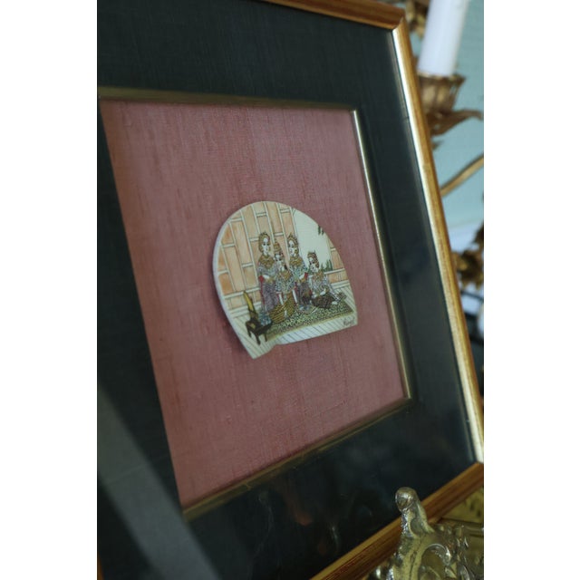 Vintage Thai Royal Court Miniature Painting on Shell, Signed Roong — Gilt Framed For Sale In Washington DC - Image 6 of 16