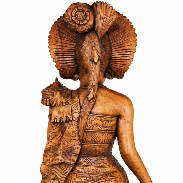 Brown Mas Bali, Female Figure, 1900, Wood For Sale - Image 8 of 11