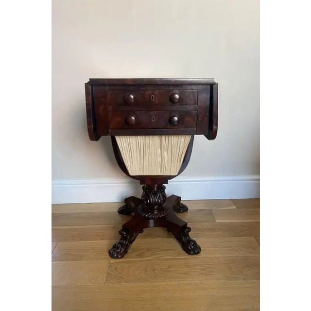 Antique Regency Figured Mahogany Sewing Table, 1800s For Sale - Image 9 of 9